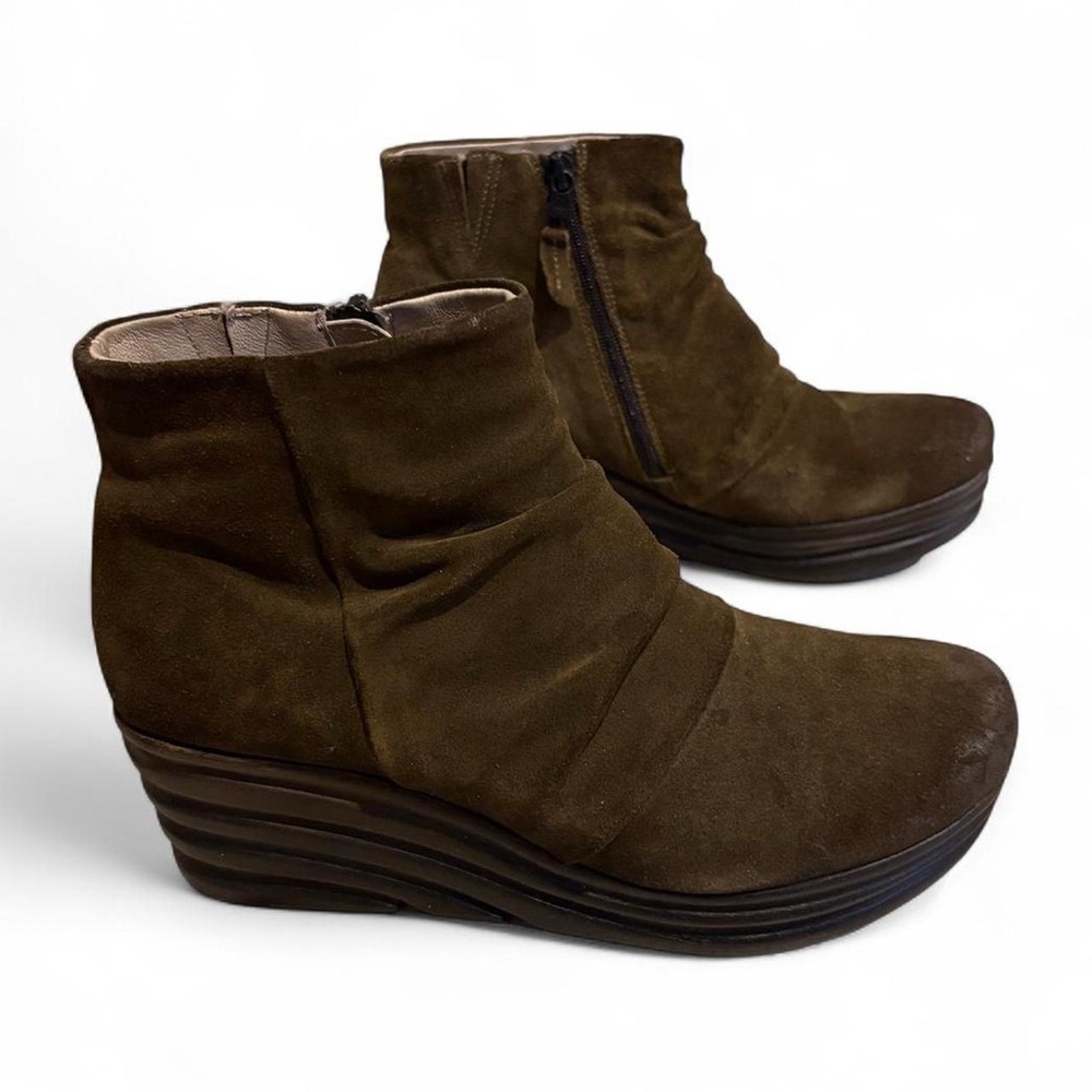 Miz Mooz Boots Ruched suede leather wedge platform